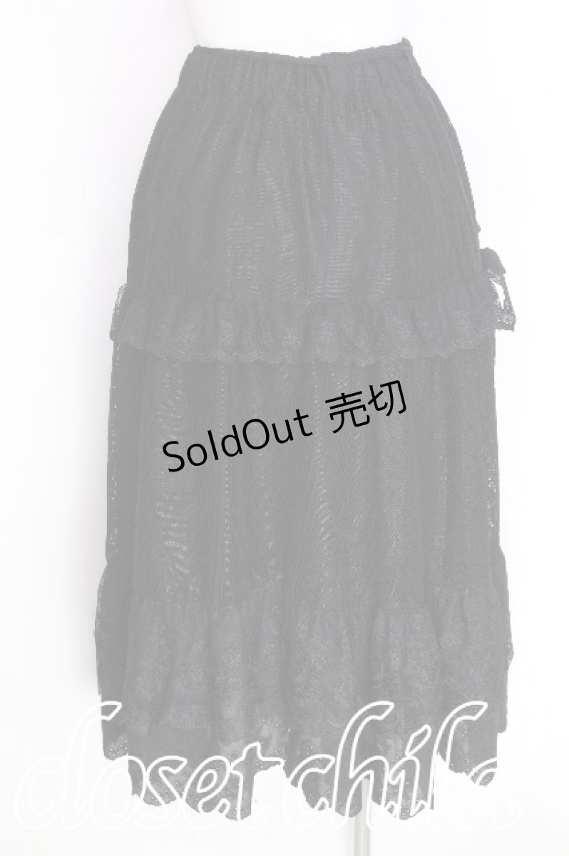 画像2: axes femme / ティアードコットンレーススカート  黒 S-26-06-23-040-AX-CO-SZ-ZS (2)