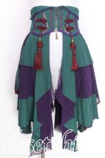 画像1: Ozz oneste / 雪化憧コルセットスカート  グリーン×紫 S-26-06-23-022-OO-SK-SZ-ZS (1)