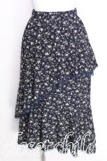 画像1: axes femme / 花柄フリルスカート M 紺 S-26-06-23-024-AX-PA-SZ-ZT568 (1)