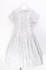 画像1: Jane Marple / Satin stripe フラワーエンブロイダリーカラードレス  白 S-26-06-24-033-JM-OP-HR-ZS (1)
