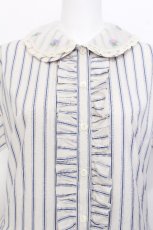 画像3: Jane Marple / Satin stripe フラワーエンブロイダリーカラードレス  白 S-26-06-24-033-JM-OP-HR-ZS (3)