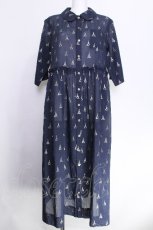 画像1: Jane Marple / LA TOUR EIFFELシャツドレス  ネイビー×ホワイトゴールド S-26-06-24-047-JM-OP-HR-ZS (1)