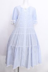 画像1: PINK HOUSE / ストライプティアードワンピース F サックス S-26-06-25-028-LO-OP-SZ-ZS (1)