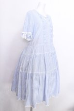 画像2: PINK HOUSE / ストライプティアードワンピース F サックス S-26-06-25-028-LO-OP-SZ-ZS (2)