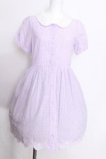 画像1: F i.n.t / 貝殻刺繍ギンガムワンピース  紫ｘ白 S-26-06-25-031-CA-SK-HR-ZS (1)