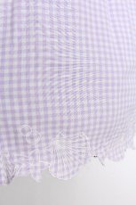 画像2: F i.n.t / 貝殻刺繍ギンガムワンピース  紫ｘ白 S-26-06-25-031-CA-SK-HR-ZS (2)