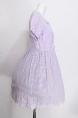 画像3: F i.n.t / 貝殻刺繍ギンガムワンピース  紫ｘ白 S-26-06-25-031-CA-SK-HR-ZS (3)