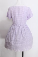 画像4: F i.n.t / 貝殻刺繍ギンガムワンピース  紫ｘ白 S-26-06-25-031-CA-SK-HR-ZS (4)