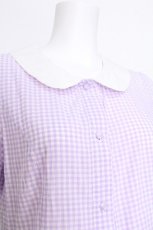 画像6: F i.n.t / 貝殻刺繍ギンガムワンピース  紫ｘ白 S-26-06-25-031-CA-SK-HR-ZS (6)
