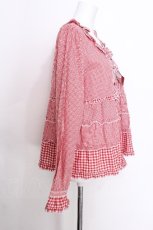 画像3: PINK HOUSE / ギンガムパッチワークブラウス  赤 S-26-06-25-004-LO-BL-AS-ZS (3)