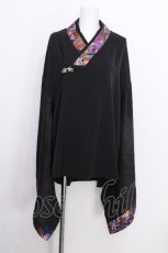 画像1: rezen / 花魁×蝶着物シャツ  瑠璃色 S-26-06-25-009-LO-TO-SZ-ZS (1)