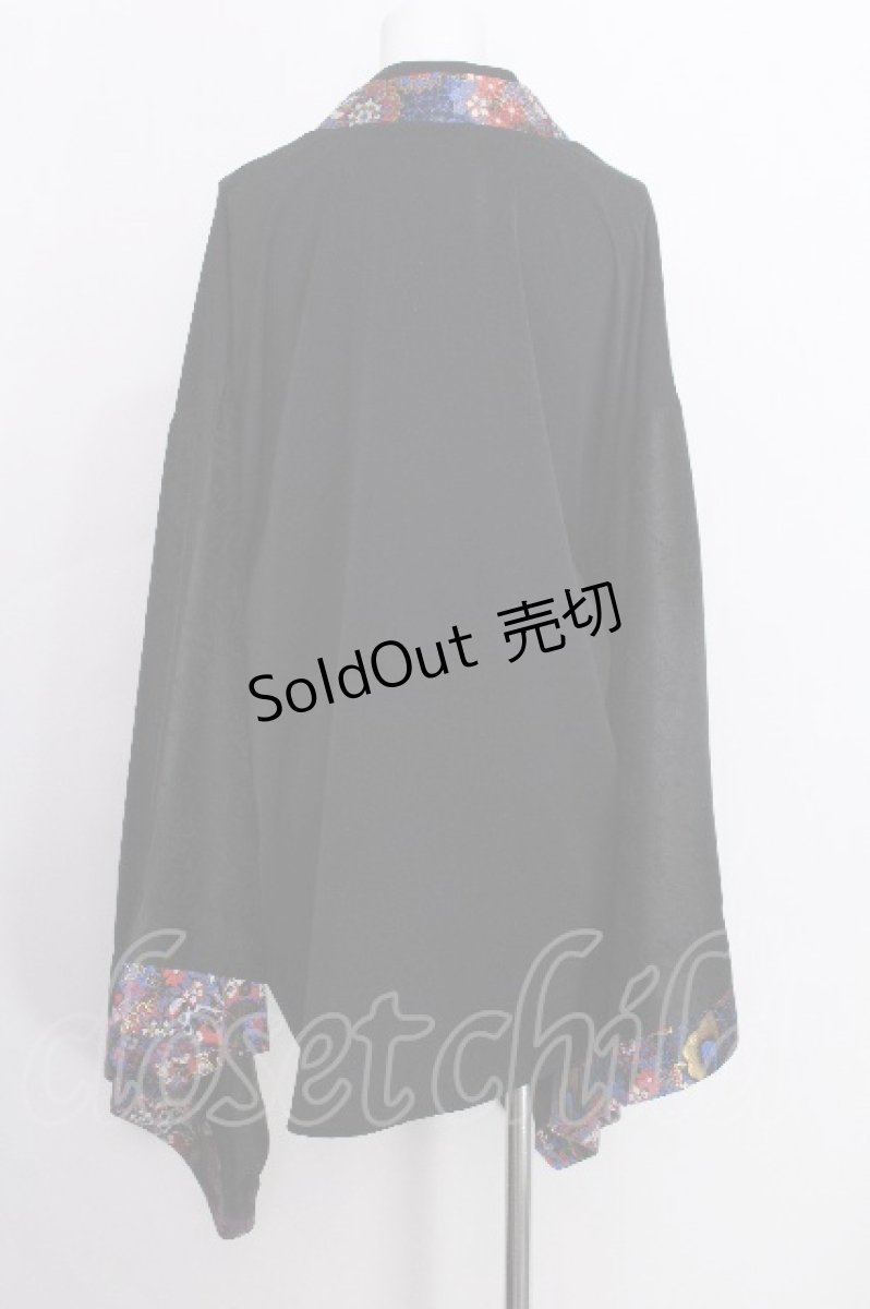 画像3: rezen / 花魁×蝶着物シャツ  瑠璃色 S-26-06-25-009-LO-TO-SZ-ZS (3)