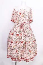 画像1: PINK HOUSE / キャットチェリードロップ柄ミディワンピース  オフ S-26-06-25-016-LO-OP-AS-ZS (1)