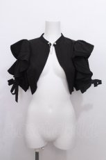画像1: axes femme POETIQUE / フリル半袖ショートボレロ  黒 S-26-06-26-004-AX-TO-AS-ZS (1)