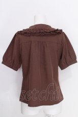 画像2: axes femme POETIQUE / リボンフリル半袖ブラウス  モカ S-26-06-26-026-AX-BL-AS-ZS (2)