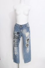 画像1: HELL CAT PUNKS / ダメージデニムパンツ  サックス S-26-06-26-058-PU-PA-AS-ZS (1)