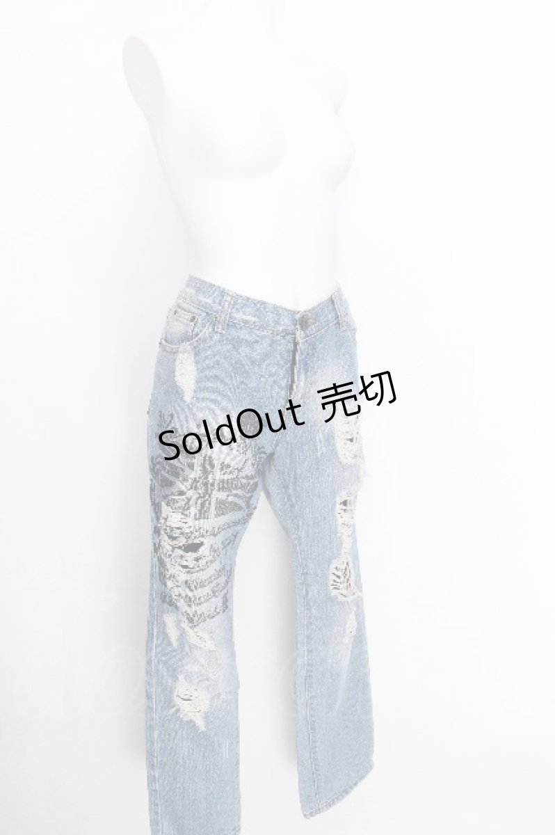 画像3: HELL CAT PUNKS / ダメージデニムパンツ  サックス S-26-06-26-058-PU-PA-AS-ZS (3)