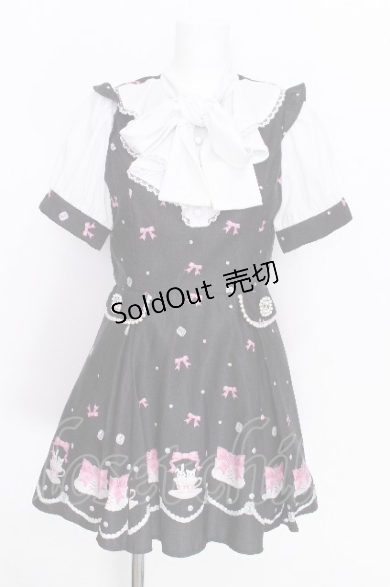 画像1: Ank Rouge / Ribbon Partyプリントセットアップ  黒 S-26-06-26-009-CA-OP-AS-ZS (1)
