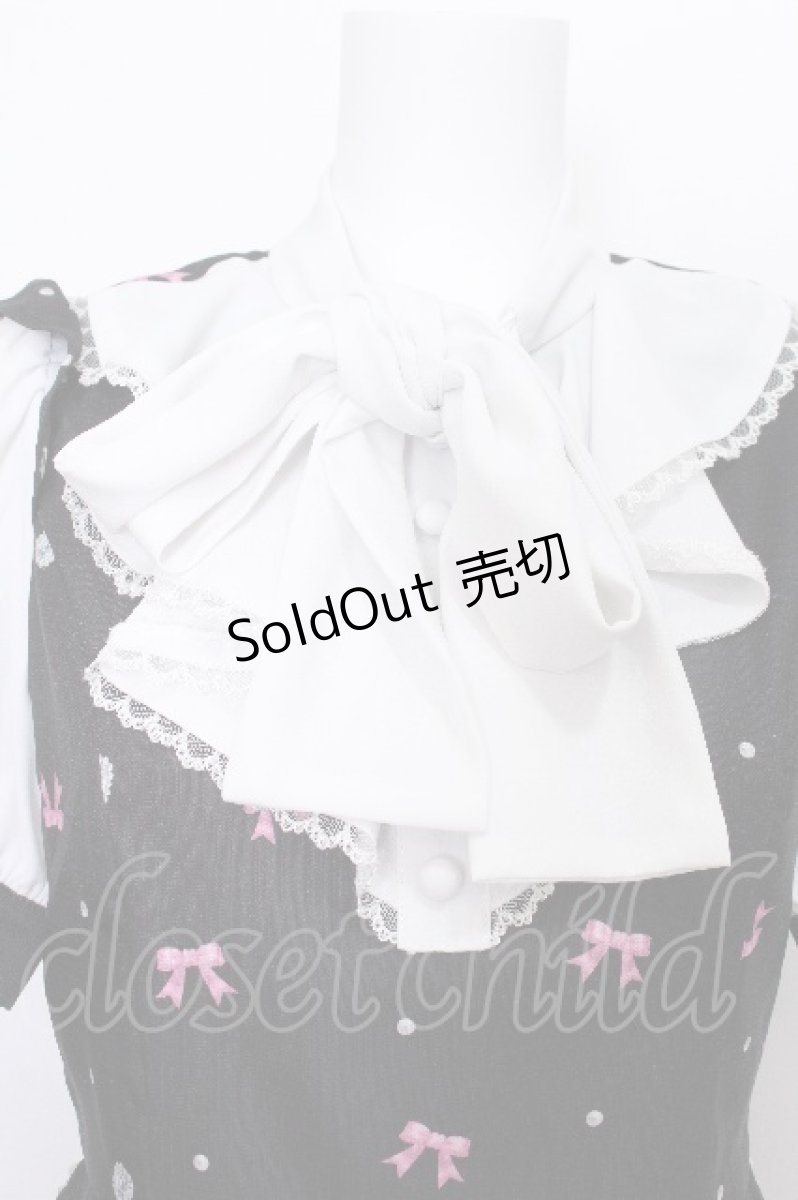 画像4: Ank Rouge / Ribbon Partyプリントセットアップ  黒 S-26-06-26-009-CA-OP-AS-ZS (4)