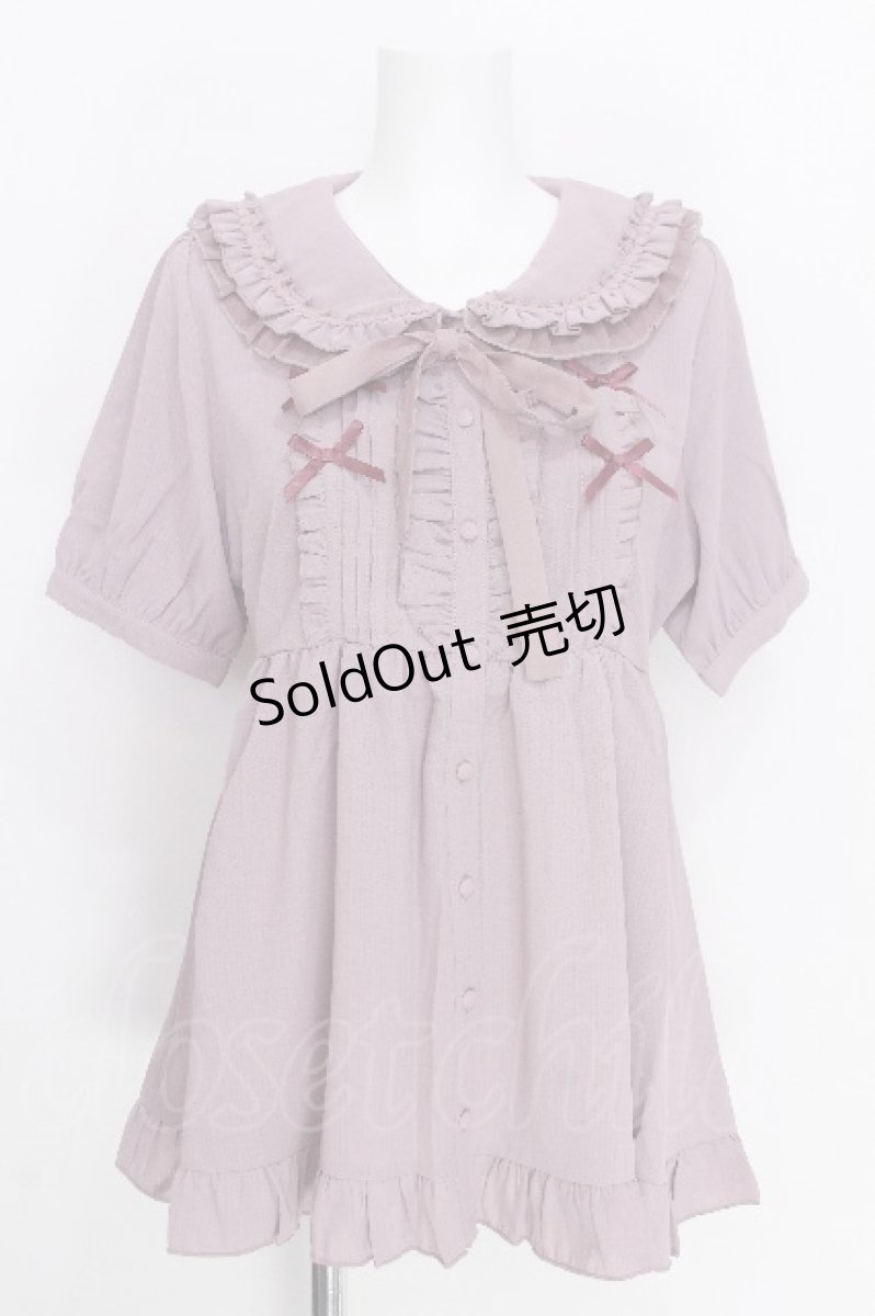 画像1: axes femme POETIQUE / トッピングリボンロングブラウス  ピンク S-26-06-26-019-AX-BL-AS-ZS (1)