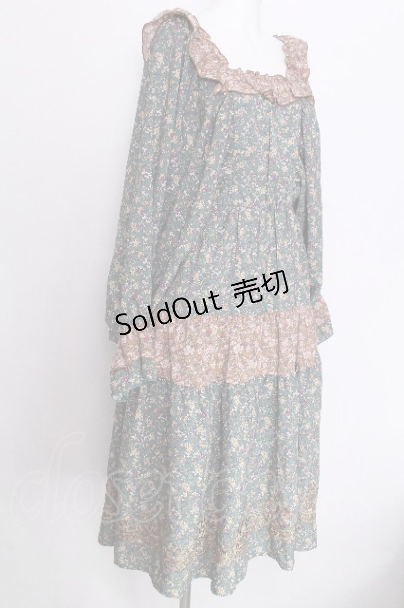 画像3: axes femme NOSTALGIE / 小花切替裾刺繍ワンピース M グリーン S-26-06-27-033-AX-OP-SZ-ZS (3)