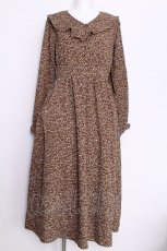 画像1: axes femme POETIQUE / ラッフルフリル襟ロングワンピース M 茶 S-26-06-27-037-AX-OP-SZ-ZS (1)