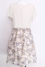 画像2: axes femme / フラワーptドッキングワンピース M キナリ S-26-06-27-009-AX-OP-TE-ZS (2)
