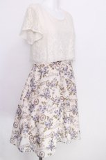 画像3: axes femme / フラワーptドッキングワンピース M キナリ S-26-06-27-009-AX-OP-TE-ZS (3)