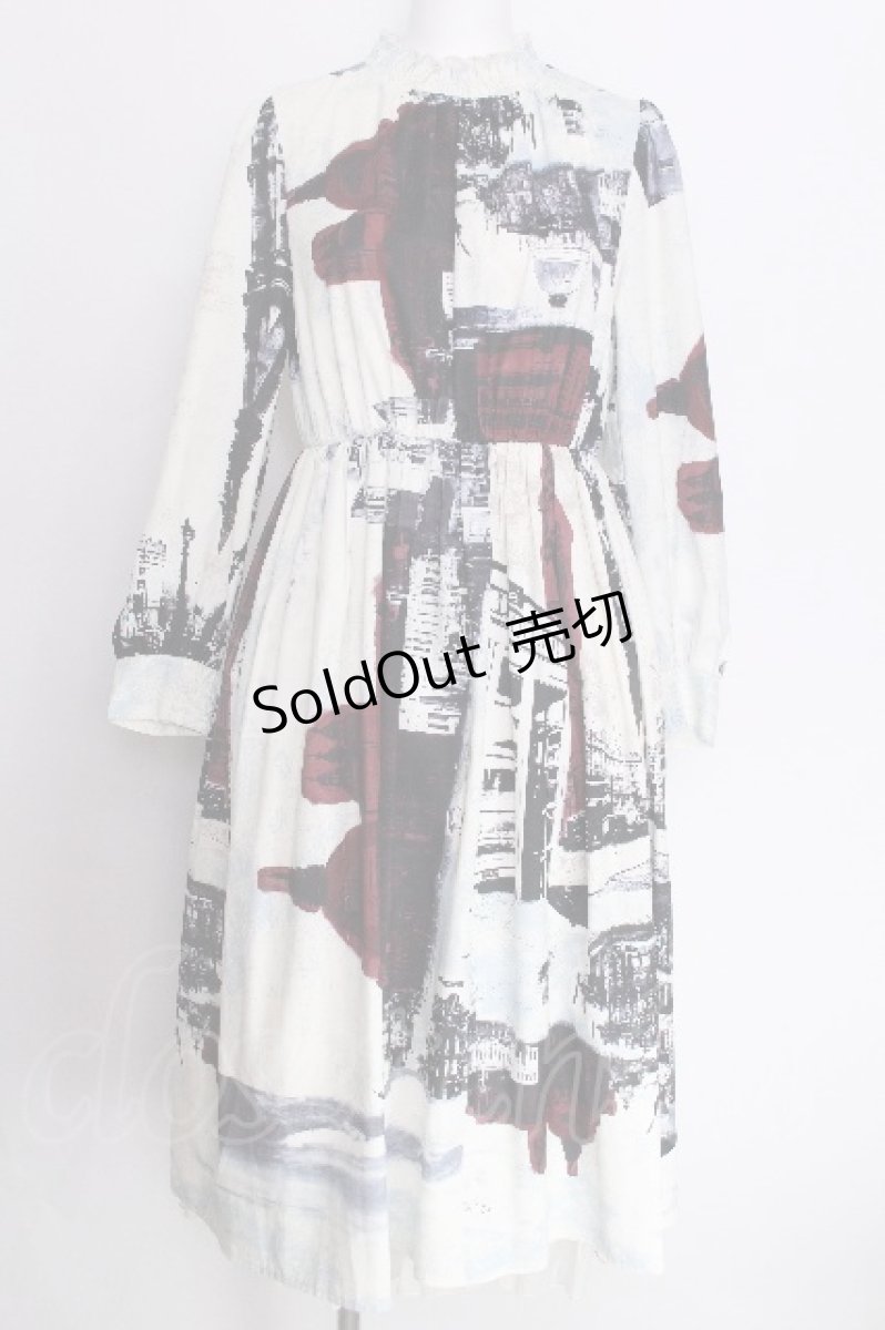 画像1: axes femme Nostalgic / パッチワーク街柄ワンピース  白 S-26-06-27-024-LO-OP-SZ-ZS (1)