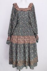 画像1: axes femme NOSTALGIE / 小花切替裾刺繍ワンピース M グリーン S-26-06-27-033-AX-OP-SZ-ZS (1)