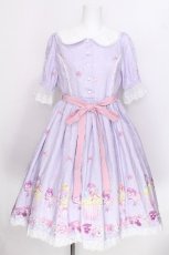 画像1: Chalmiere / パンジーカップケーキ柄ワンピース  ラベンダー S-26-06-29-033-AX-AC-HR-ZS (1)