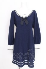 画像1: Innocent World White / セーラーカラーAラインワンピース L 紺 S-26-06-29-037-IW-OP-HR-ZS (1)