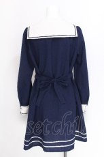 画像2: Innocent World White / セーラーカラーAラインワンピース L 紺 S-26-06-29-037-IW-OP-HR-ZS (2)