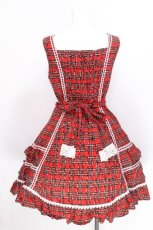 画像2: Angelic Pretty / トゥインクルタータンハートポケットジャンパースカート  赤 S-26-06-29-040-AP-TO-HR-ZS (2)