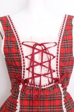 画像3: Angelic Pretty / トゥインクルタータンハートポケットジャンパースカート  赤 S-26-06-29-040-AP-TO-HR-ZS (3)