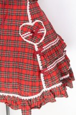 画像4: Angelic Pretty / トゥインクルタータンハートポケットジャンパースカート  赤 S-26-06-29-040-AP-TO-HR-ZS (4)