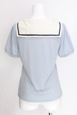 画像2: axes femme POETIQUE / 襟デザイン半袖カットソー  サックス S-26-06-29-008-AX-TO-HR-ZS (2)