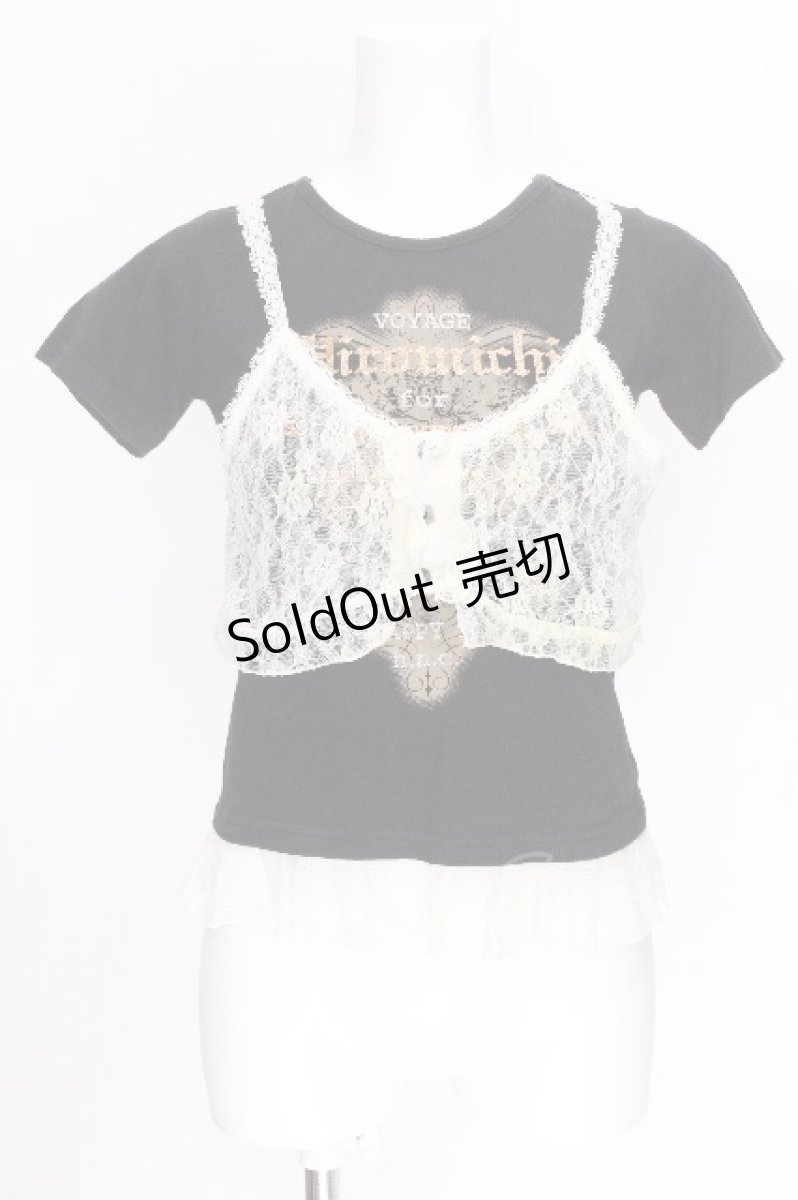 画像1: PUNK / 重ね着風トップス  黒ｘキナリ S-26-06-29-014-PU-TO-HR-ZS (1)