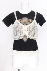 画像1: PUNK / 重ね着風トップス  黒ｘキナリ S-26-06-29-014-PU-TO-HR-ZS (1)