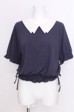 画像1: axes femme / レース襟セットクレリックプルオーバー  オフｘ紺 S-26-06-29-003-AX-TO-HR-ZS (1)