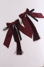 画像2: axes femme kawaii / タッセルリボンバレッタセット  ワイン S-26-07-01-004-AX-AC-HR-ZS (2)