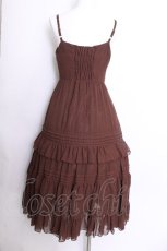 画像3: Victorian maiden / シャーリングシフォンロングアンダードレス  ブラウン S-26-07-01-034-CL-OP-AS-ZS (3)