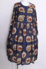 画像1: Jane Marple / Kingdom scarfのワンピース  紺 S-26-07-01-044-JM-OP-AS-ZS (1)