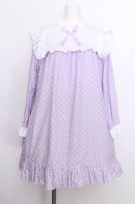 画像1: Nile Perch / ドット柄スクエアカラーカットワンピース  ラベンダー S-26-07-01-017-LO-OP-HR-ZS (1)