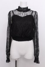 画像1: EATME / シャーリングネックレースブラウス  黒 S-26-07-04-027-LO-TO-HR-ZS (1)