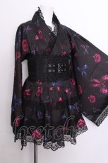 画像2: Amilige / Devil Rose浴衣ドレス  黒 S-26-07-04-031-PU-OP-AS-ZS (2)