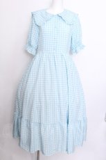 画像1: m petit by misako / TT*Mギンガムチェック半袖ワンピース L サックス S-26-07-04-039-LO-OP-AS-ZS (1)