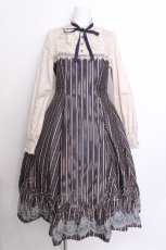 画像1: Victorian maiden / vintageレースレジメンドールドレス  紺ｘベージュ S-26-07-04-045-CL-OP-AS-ZS (1)
