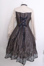 画像3: Victorian maiden / vintageレースレジメンドールドレス  紺ｘベージュ S-26-07-04-045-CL-OP-AS-ZS (3)
