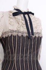 画像4: Victorian maiden / vintageレースレジメンドールドレス  紺ｘベージュ S-26-07-04-045-CL-OP-AS-ZS (4)
